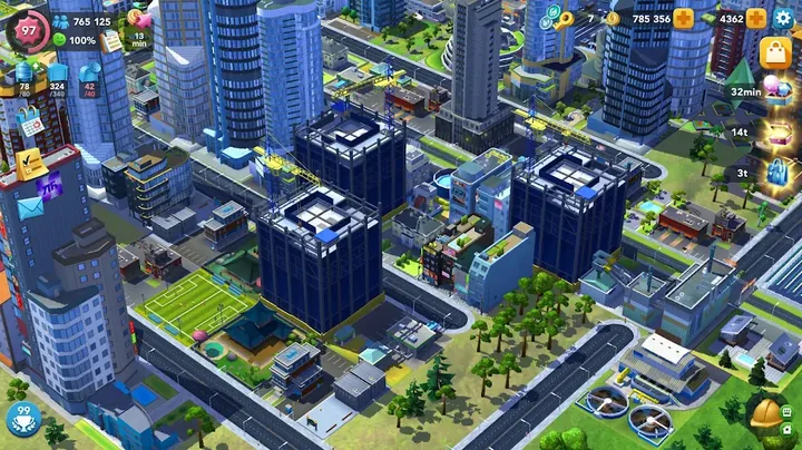 SimCity BuildIt — panel zarządzania fabrykami i materiałami